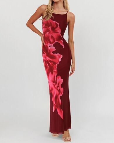 Prettygarden نساء الفساتين الصيفية 2025 الأنيقة السباغيتي الأشرطة المسائية ثوب الأزهار podycon maxi mesh sundress in Kuwait