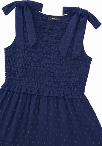 Okiwam Womens Summer Dresses 2025 Spring V Neck Sleeveless Tie Strap Maxi Beach Sundresses Boho Swiss Dot Wedding Guest Dress in Kuwait