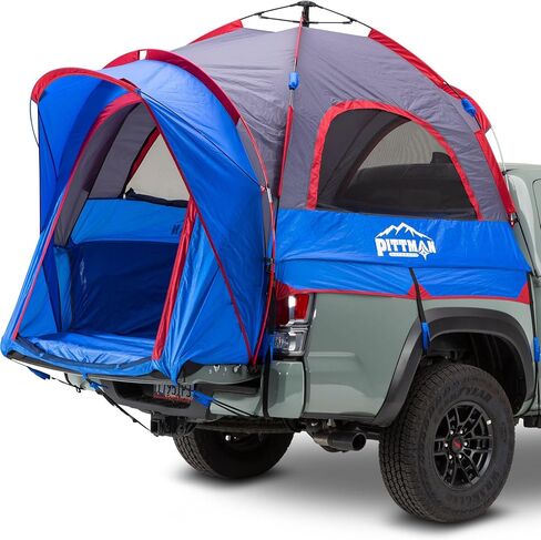Pittman - Truck Bed Tent مع تصميم EZ -UP - Truck Truck Tent للتخييم - تشمل ذبابة المطر ، دخول واسع ، وغطاء كبير في الهواء وغطاء الشرفة - Premium Pickup Bed Camper in Kuwait