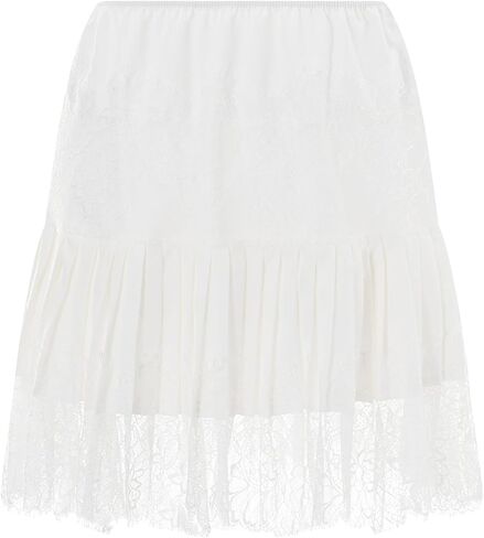Womens Y2k Tiered Lace Mini Skirt Low Rise Pleated Ruffle Lace Trim Half Slip Skirt Layered Flowy Skirts Underskirt in Saudi Arabia