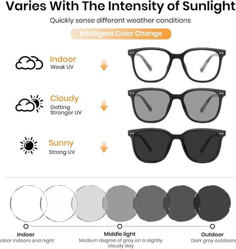 Cyxus Photochromic Glasses for Women Men UV Protection with Blue Light Blocking 8240 in Saudi Arabia