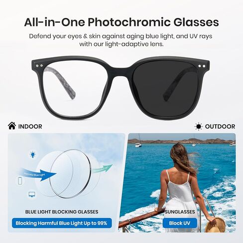 Cyxus Photochromic Glasses for Women Men UV Protection with Blue Light Blocking 8240 in Saudi Arabia