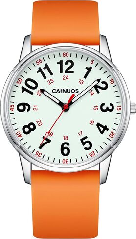 Nurse Watch for Medical Professionals, Students Women Men - Military Time Luminouse Easy Read Dial, 24 Hour with Second Hand, Colorful Silicone Band in Saudi Arabia