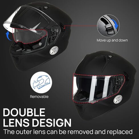 خوذات الدراجات النارية ILM مع بنيت في Bluetooth Full Face Casco Para Moto Dual Visor للبالغين للبالغين نساء Dot Model-X9 (White ، M) in Saudi Arabia