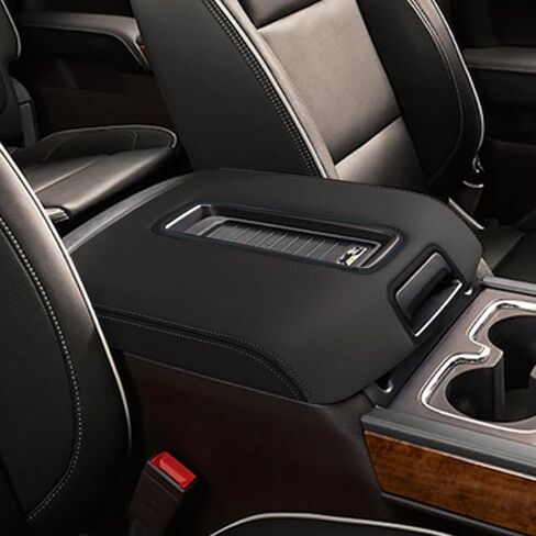 for Chevy Silverado/GMC Sierra 1500 2500 3500 2014-2018 Car Armrest Cover Waterproof Center Console Pad Covers Scratch Resistance Box Cover Leather Protector Pad Accessories(Black Stitches) in Saudi Arabia