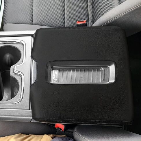 for Chevy Silverado/GMC Sierra 1500 2500 3500 2014-2018 Car Armrest Cover Waterproof Center Console Pad Covers Scratch Resistance Box Cover Leather Protector Pad Accessories(Black Stitches) in Saudi Arabia