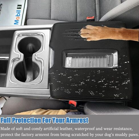 for Chevy Silverado/GMC Sierra 1500 2500 3500 2014-2018 Car Armrest Cover Waterproof Center Console Pad Covers Scratch Resistance Box Cover Leather Protector Pad Accessories(Black Stitches) in Saudi Arabia
