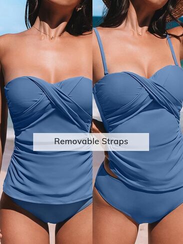 Cupshe Women's Tankini يضع قطعتين من ملابس السباحة الحبيبة أشرطة قابلة للإزالة in Kuwait