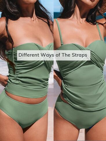 Cupshe Women's Tankini يضع قطعتين من ملابس السباحة الحبيبة أشرطة قابلة للإزالة in Kuwait