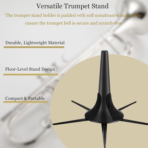 MOONBACK Trumpet Stand, Trumpet Mute Kit Portable Trumpet Stand Holder Foldable Detachable Stable Metal 5 Legs Stand And Trumpet Mute Silencer,Lightweight Aluminum Trumpet Practice Mute in Saudi Arabia