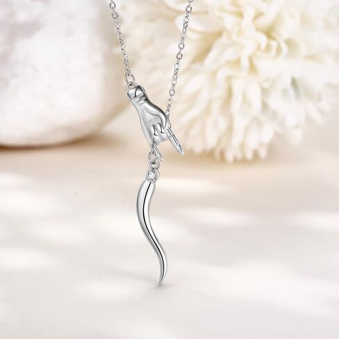 YAFEINI Italian Horn Hand Necklace Sterling Silver Cornicello and Mano Cornuto Birthstone Necklace Good Luck Italian Protection Amulet Pendant Jewelry for Women in Saudi Arabia