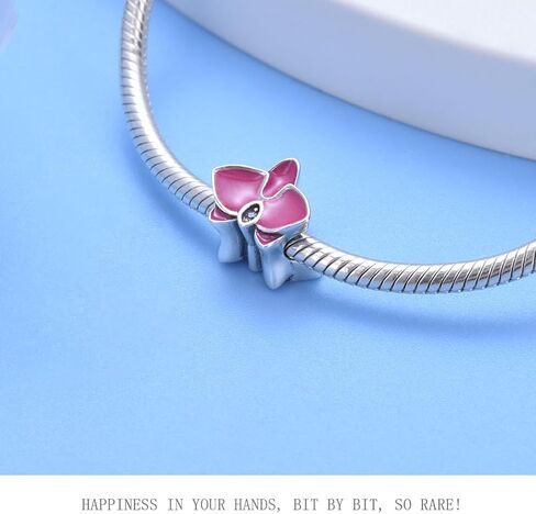 925 Sterling Silver Flower Charm Orchid Charm Love Charm Anniversary Charm ChristmasCharm for Pandora Charms Bracelet (White) in Saudi Arabia