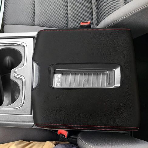 for Chevy Silverado/GMC Sierra 1500 2500 3500 2014-2018 Car Armrest Cover Waterproof Center Console Pad Covers Scratch Resistance Box Cover Leather Protector Pad Accessories(Black Stitches) in Saudi Arabia