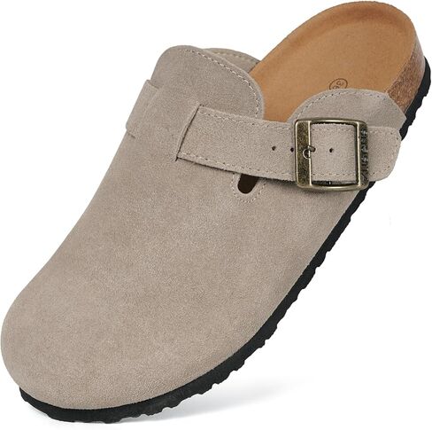 Kids Suede Clogs Boys Girls Cork Footbed Potato Shoes Classic Slip On Leather Mules Children Indoor Outdoor Sandals with Adjustable Buckle in Saudi Arabia