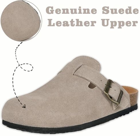 Kids Suede Clogs Boys Girls Cork Footbed Potato Shoes Classic Slip On Leather Mules Children Indoor Outdoor Sandals with Adjustable Buckle in Saudi Arabia