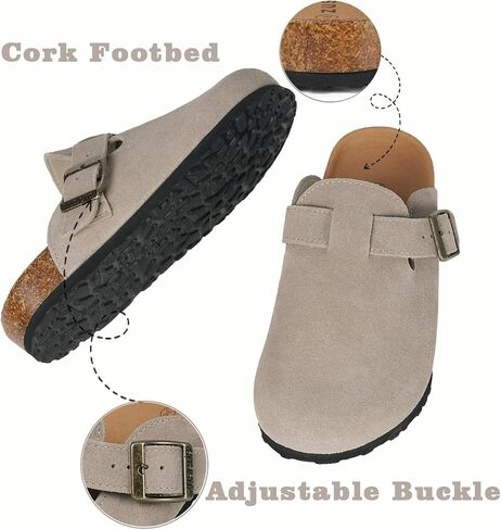 Kids Suede Clogs Boys Girls Cork Footbed Potato Shoes Classic Slip On Leather Mules Children Indoor Outdoor Sandals with Adjustable Buckle in Saudi Arabia