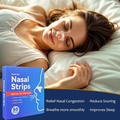50Pcs Nasal Strips for Snoring, Nose Strips for Breathing, Snoring Aids for Men & Women, Helps Reduce Snoring & Improves Sleep in Saudi Arabia