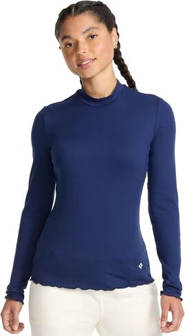 Med Couture Underscrub Long Sleeve Women Top Lettuce Edge Mock Neck with Rounded Hem and Sporty Look - MC708 in Saudi Arabia