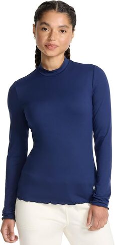 Med Couture Underscrub Long Sleeve Women Top Lettuce Edge Mock Neck with Rounded Hem and Sporty Look - MC708 in Saudi Arabia