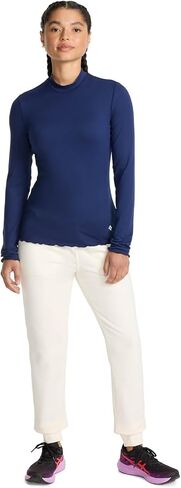 Med Couture Underscrub Long Sleeve Women Top Lettuce Edge Mock Neck with Rounded Hem and Sporty Look - MC708 in Saudi Arabia