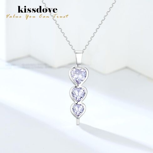 Sterling Silver Heart Necklace for Mothers Day Classic Necklaces for Women Hypoallergenic Jewelry for Mom Available in Purple Pink White and Yellow in Saudi Arabia