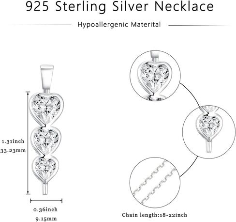 Sterling Silver Heart Necklace for Mothers Day Classic Necklaces for Women Hypoallergenic Jewelry for Mom Available in Purple Pink White and Yellow in Saudi Arabia