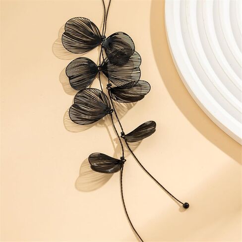 بيان أوراق زهرة طويل y قلادة للنساء ، لذيذ ليف جينكو قلادة القلادة القلادة البوهيمية نمط كبير النباتات أوراق قلادة الشاطئ مجوهرات المجوهرات in Kuwait