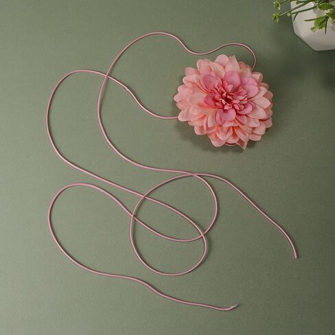 Artificial Flower Long Rope Wrap Necklace Handmade Vintage Floral Bow Tie Necklace Leather String Layered Y Necklace for Women Bridal Wedding Jewelry Gift in Saudi Arabia