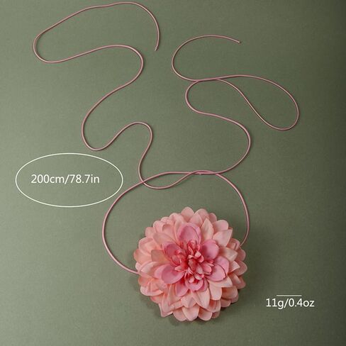 Artificial Flower Long Rope Wrap Necklace Handmade Vintage Floral Bow Tie Necklace Leather String Layered Y Necklace for Women Bridal Wedding Jewelry Gift in Saudi Arabia