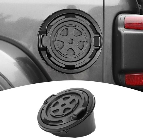 for Jeep JL Gas Cap Door Cover Aluminum Alloy for Jeep Wrangler JL JLU 2018-2024 Black American Flag in Saudi Arabia