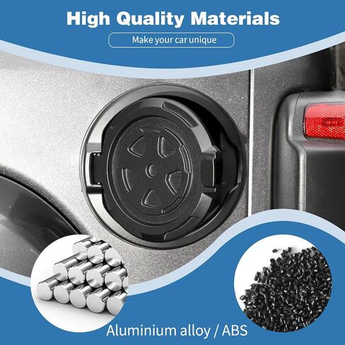 for Jeep JL Gas Cap Door Cover Aluminum Alloy for Jeep Wrangler JL JLU 2018-2024 Black American Flag in Saudi Arabia