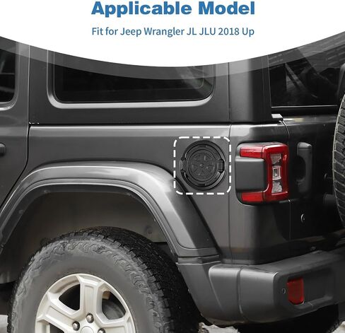 for Jeep JL Gas Cap Door Cover Aluminum Alloy for Jeep Wrangler JL JLU 2018-2024 Black American Flag in Saudi Arabia