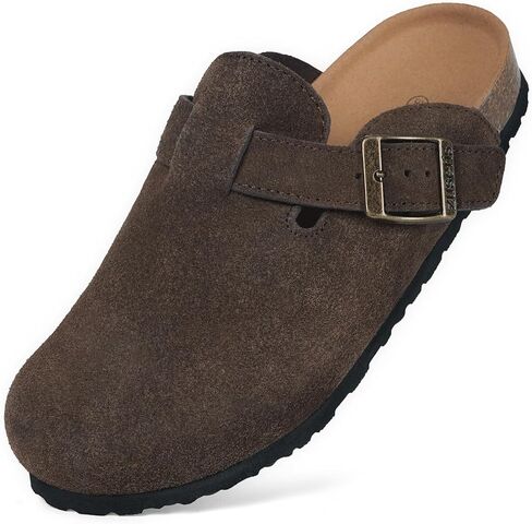 Kids Suede Clogs Boys Girls Cork Footbed Potato Shoes Classic Slip On Leather Mules Children Indoor Outdoor Sandals with Adjustable Buckle in Saudi Arabia