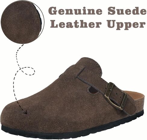 Kids Suede Clogs Boys Girls Cork Footbed Potato Shoes Classic Slip On Leather Mules Children Indoor Outdoor Sandals with Adjustable Buckle in Saudi Arabia