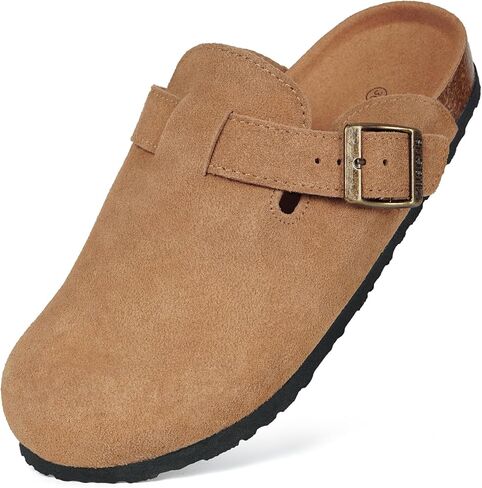 Kids Suede Clogs Boys Girls Cork Footbed Potato Shoes Classic Slip On Leather Mules Children Indoor Outdoor Sandals with Adjustable Buckle in Saudi Arabia
