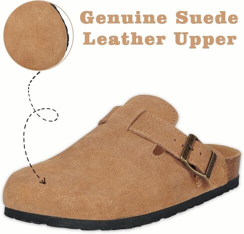 Kids Suede Clogs Boys Girls Cork Footbed Potato Shoes Classic Slip On Leather Mules Children Indoor Outdoor Sandals with Adjustable Buckle in Saudi Arabia