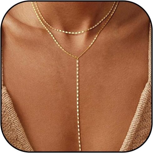 Lariat Necklace for Women Gold Long Necklaces for Women Dainty Drop Necklace Layered Beaded Twist Chain Y Shaped Necklaces in Kuwait