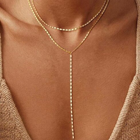 Lariat Necklace for Women Gold Long Necklaces for Women Dainty Drop Necklace Layered Beaded Twist Chain Y Shaped Necklaces in Kuwait