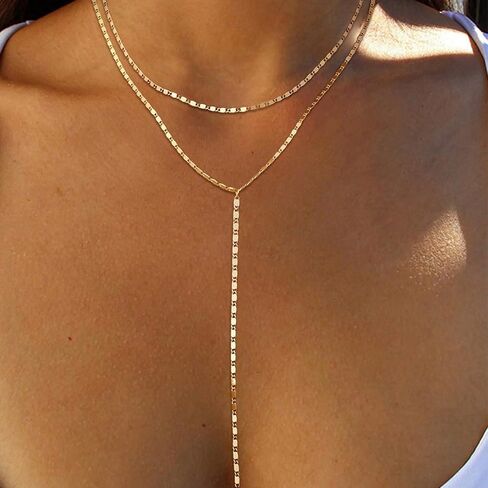 Lariat Necklace for Women Gold Long Necklaces for Women Dainty Drop Necklace Layered Beaded Twist Chain Y Shaped Necklaces in Kuwait