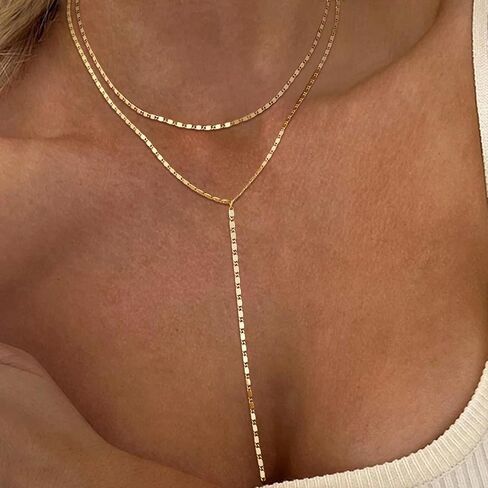 Lariat Necklace for Women Gold Long Necklaces for Women Dainty Drop Necklace Layered Beaded Twist Chain Y Shaped Necklaces in Kuwait