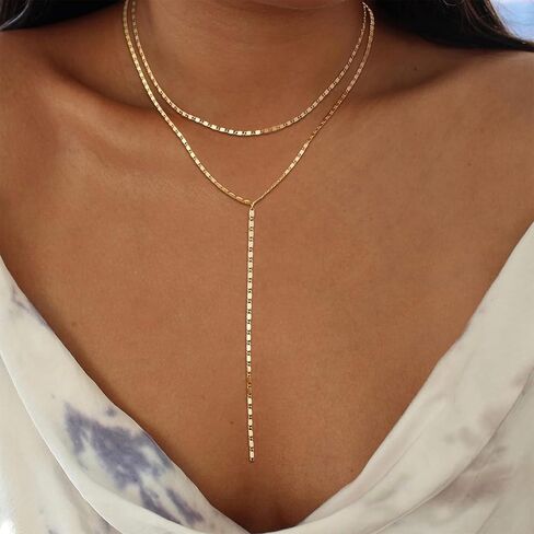 Lariat Necklace for Women Gold Long Necklaces for Women Dainty Drop Necklace Layered Beaded Twist Chain Y Shaped Necklaces in Kuwait