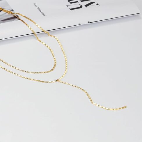 Lariat Necklace for Women Gold Long Necklaces for Women Dainty Drop Necklace Layered Beaded Twist Chain Y Shaped Necklaces in Kuwait