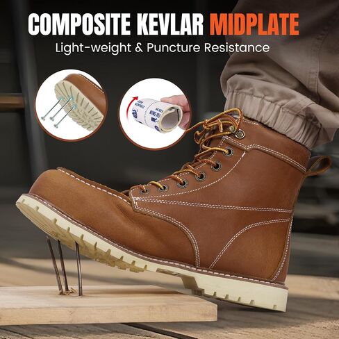 DURAWERK Men's Composite Toe Work Boots, Non-Slip Safety Shoes, Water-Resistant Leather Construction Boots in Saudi Arabia