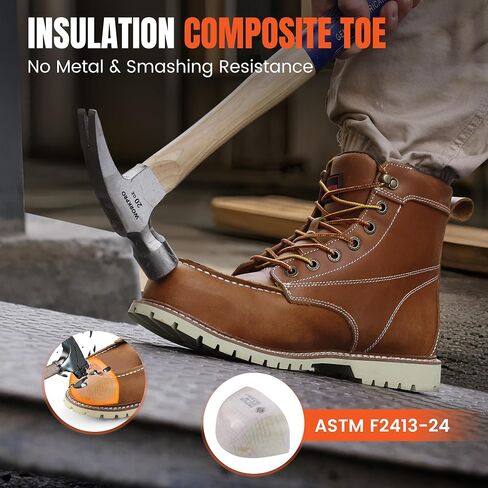 DURAWERK Men's Composite Toe Work Boots, Non-Slip Safety Shoes, Water-Resistant Leather Construction Boots in Saudi Arabia