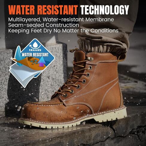 DURAWERK Men's Composite Toe Work Boots, Non-Slip Safety Shoes, Water-Resistant Leather Construction Boots in Saudi Arabia