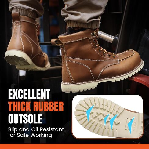 DURAWERK Men's Composite Toe Work Boots, Non-Slip Safety Shoes, Water-Resistant Leather Construction Boots in Saudi Arabia