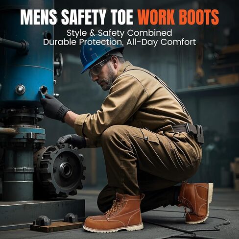 DURAWERK Men's Composite Toe Work Boots, Non-Slip Safety Shoes, Water-Resistant Leather Construction Boots in Saudi Arabia