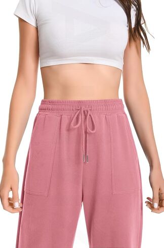 Auriviz Widen Waistband Sweat Pants for Women Exposed Pockets Lounge Sweatpants Straight Leg Pants 29’’ Inseam in Saudi Arabia