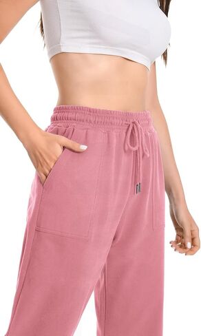 Auriviz Widen Waistband Sweat Pants for Women Exposed Pockets Lounge Sweatpants Straight Leg Pants 29’’ Inseam in Saudi Arabia