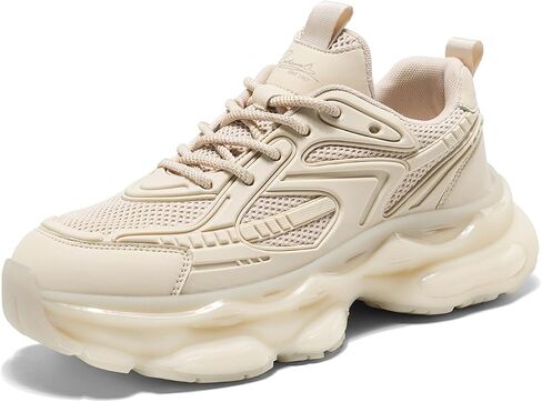 YCMM Casual Athletic Walking Shoes for Men Lace-Up Chunky Platform Dad Sneakers Breathable Mesh Comfortable Non-Slip Work Workout Shoes in Saudi Arabia